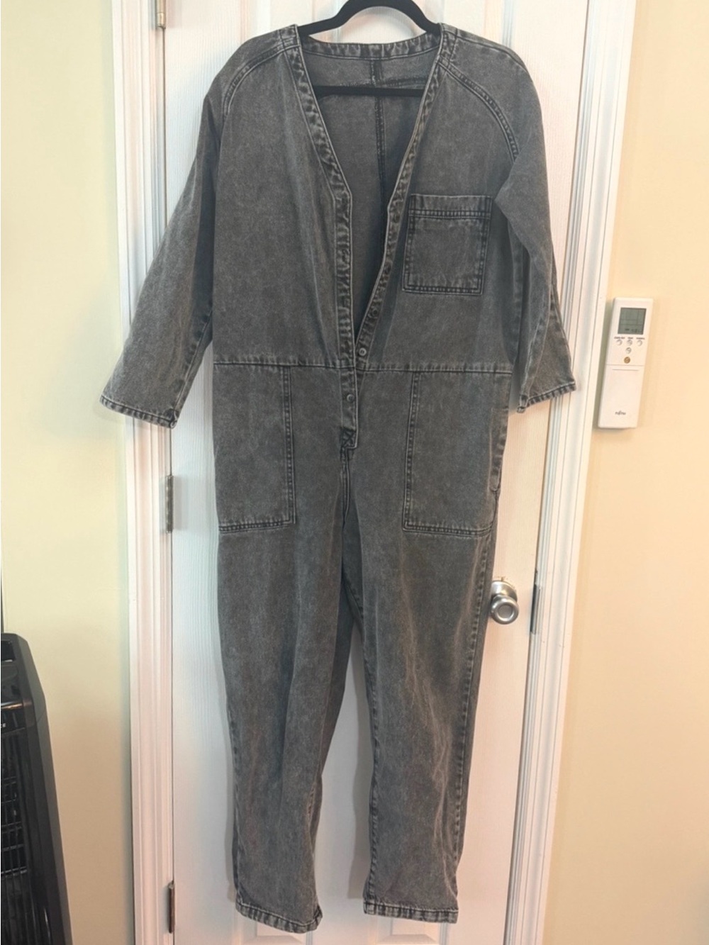 ASOS Washed Black Denim Utility Jumpsuit Boiler Suit Women’s Size 6